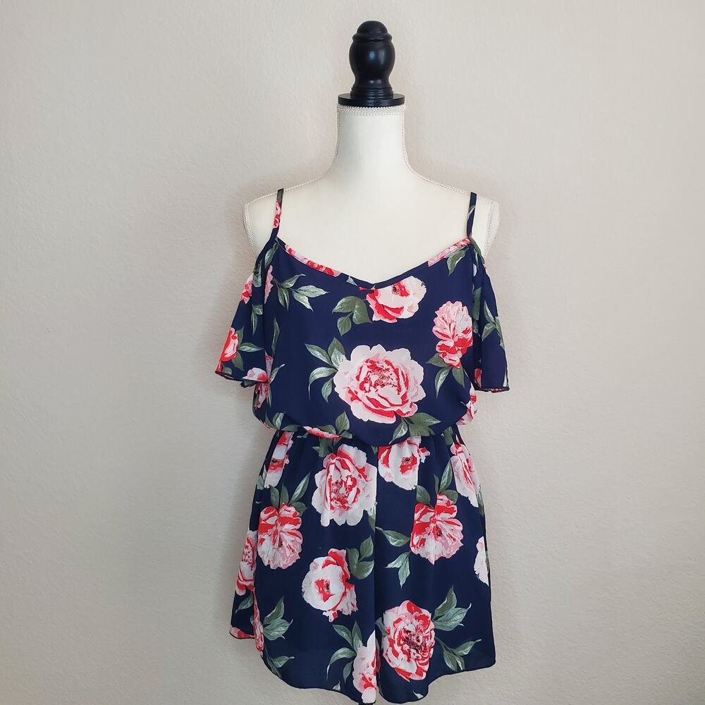 Scobe Blue Floral Romper Medium